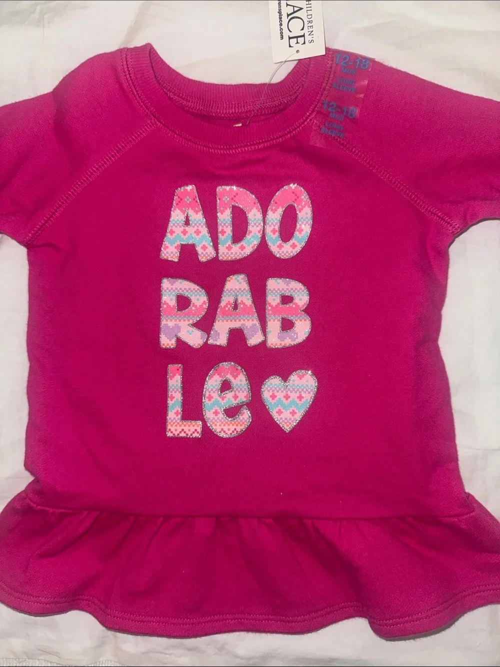 The Children's Place Hot Pink 'ADORABLE' Pajama Set with Patterned Leggings